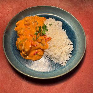 Kip Stroganoff met witte rijst